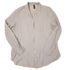 H&M Cotton Pinstriped Button Down Lightweight Breathable Summer Coverup